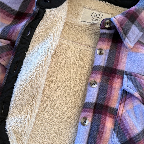 Plaid Button-Up Fleece Jacket - Picture 2 of 3